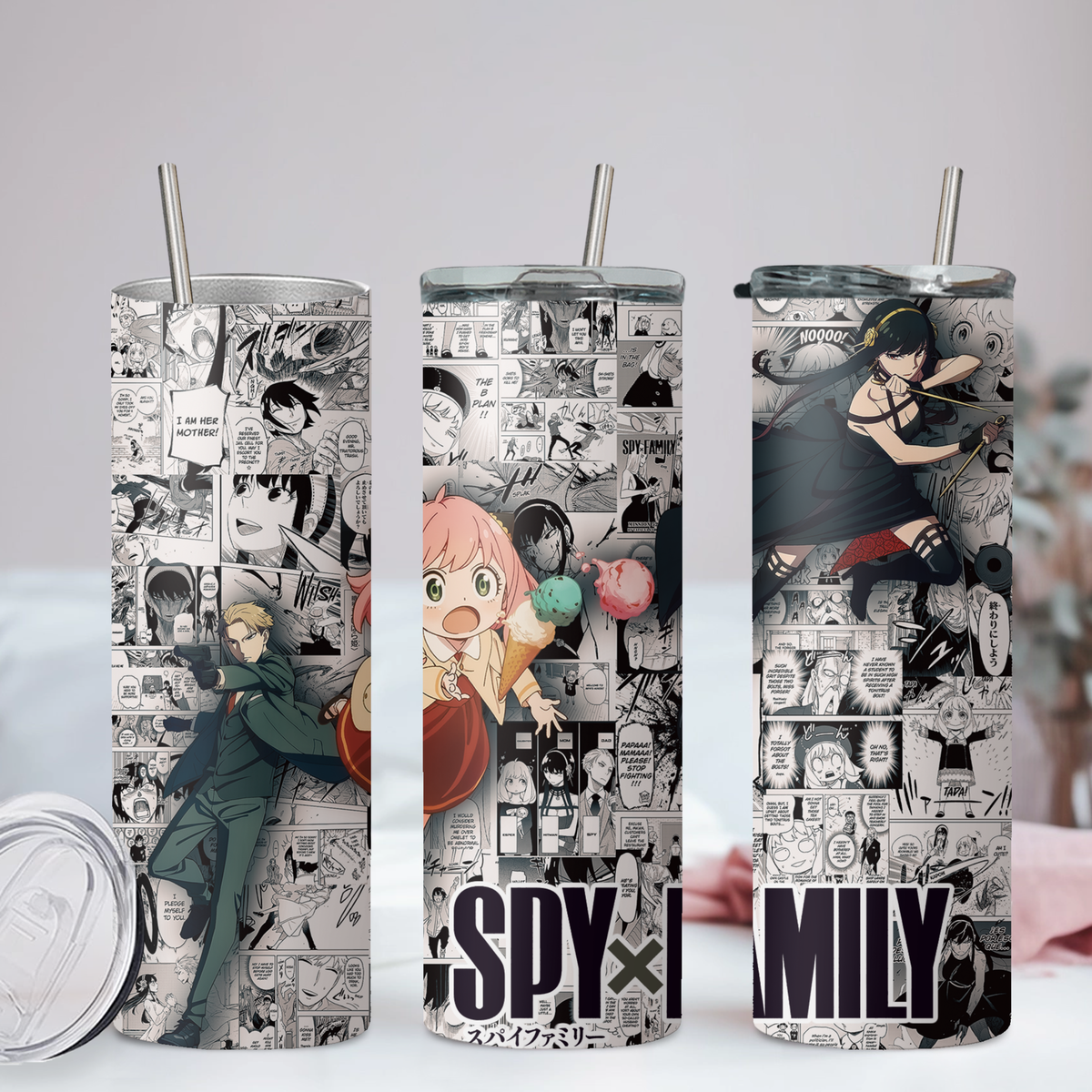 Spy X family Anya Kawaii Anime 20oz Tumbler with Straw and Lid