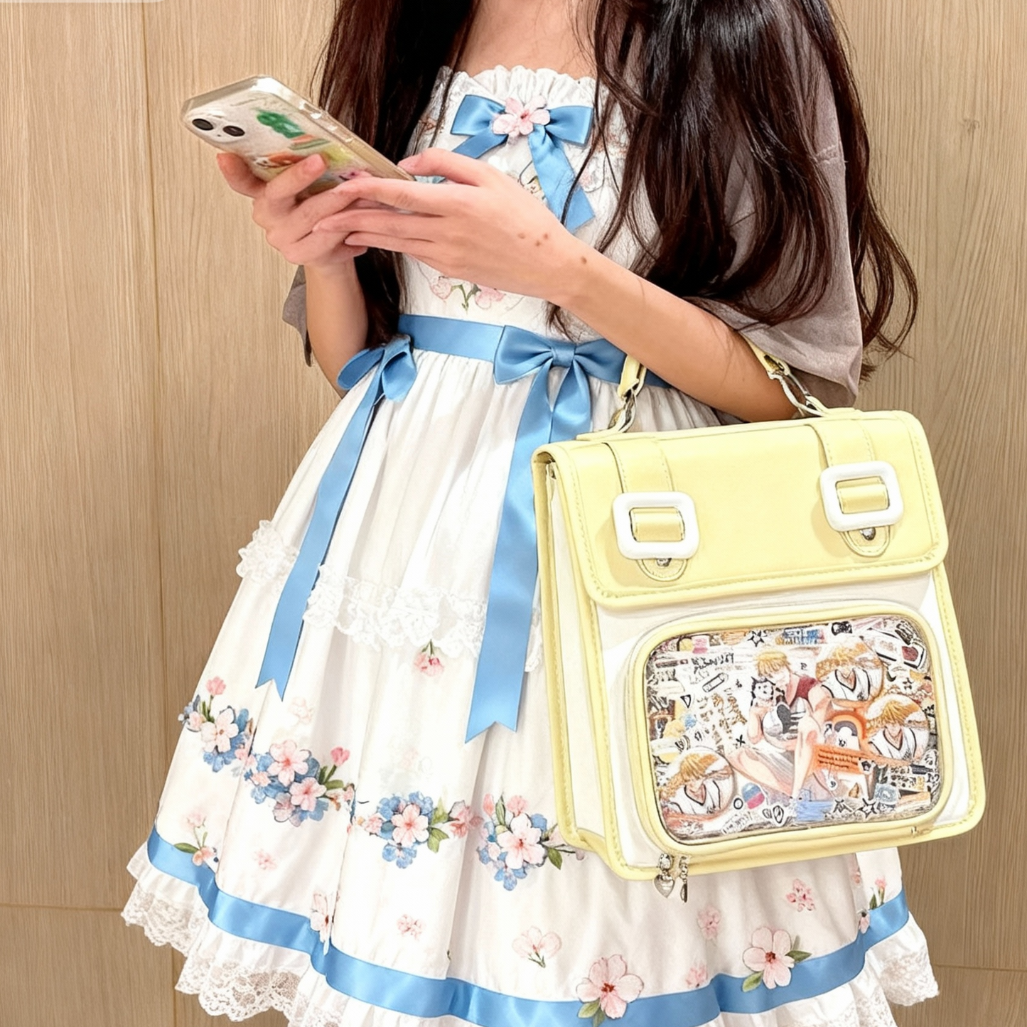 Cute ITA cross body bag & backpack, kawaii Ita bag,backpack, enamel pin ita bag, PU leather ita bag, cosplay bag, anime convention ita bag