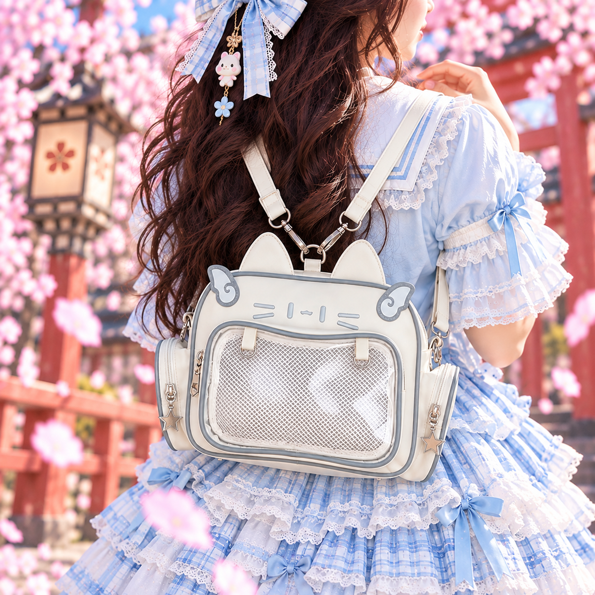 Catface ita bag & backpack, plush ita backpack, crossbody ita bag, kawaii ITA bag, enamel pin ita bag, anime convention ita bag
