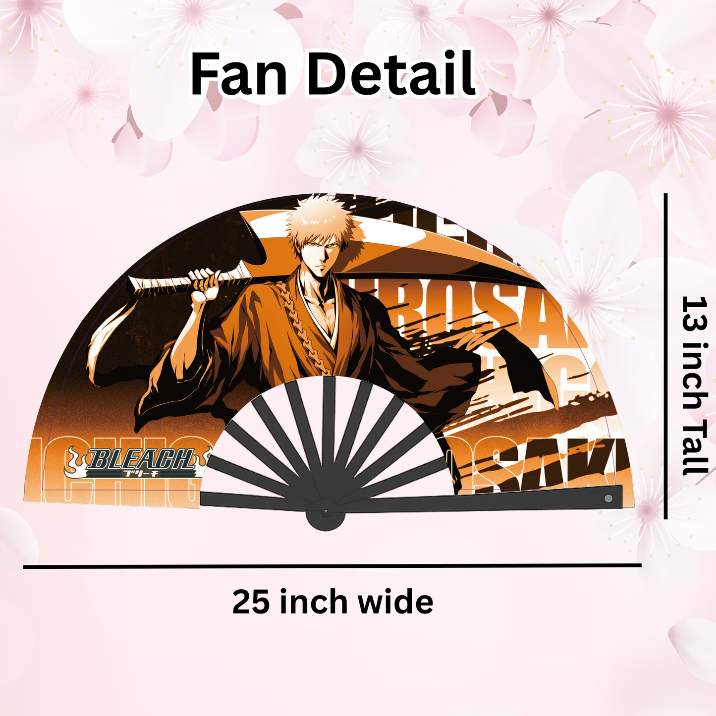 Bleach Anime Clack Fan, Anime Rave Clack Fan, Anime Party Clack Fan, Club fan, UV glow fan, Snap fan, festival fan, 13 inch Fan