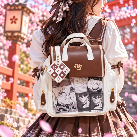 Large ita backpack with clear window, ITA Backpack,enamel pin display bag,anime convention bag, clear window ita backpack, school backpack