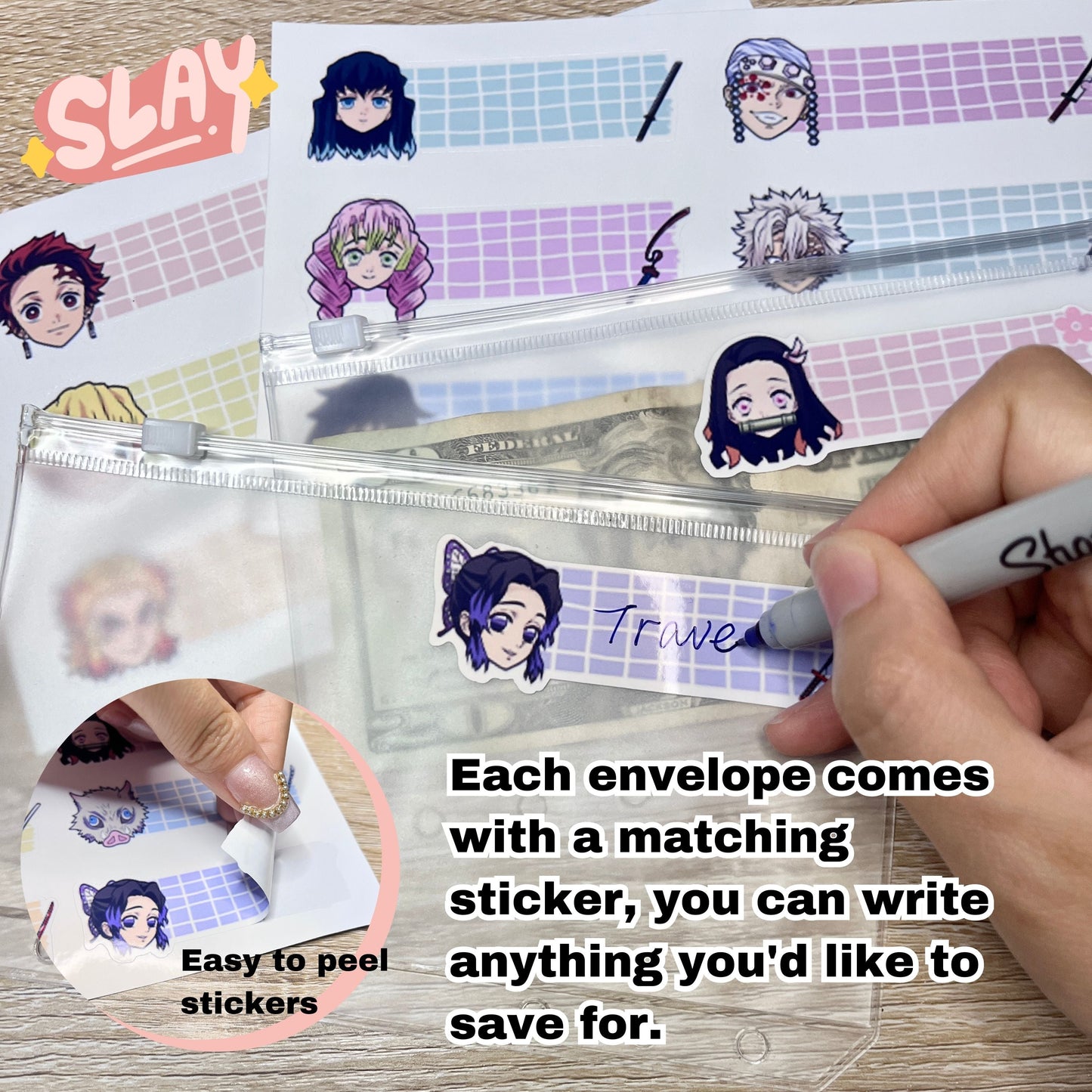 Sanrio Personalized Budget Binder with cash envelopes/ label sticker