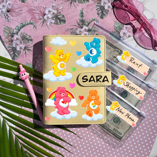 Care Bear Personalized Budget Binder with cash envelopes/ label sticker