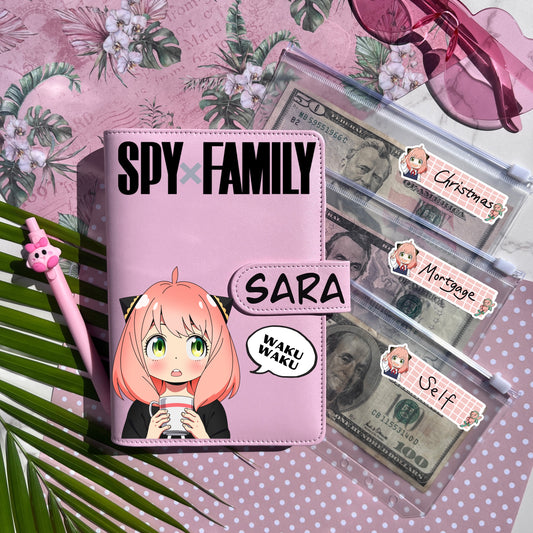 Spy X Family Anya Personalized Budget Binder with cash envelopes/ label sticker