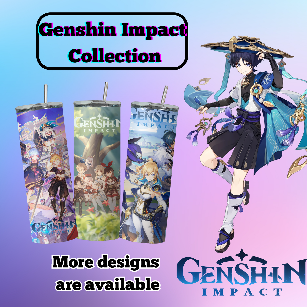 Genshin Impact Collection Anime 20oz Tumbler with Straw and Lid