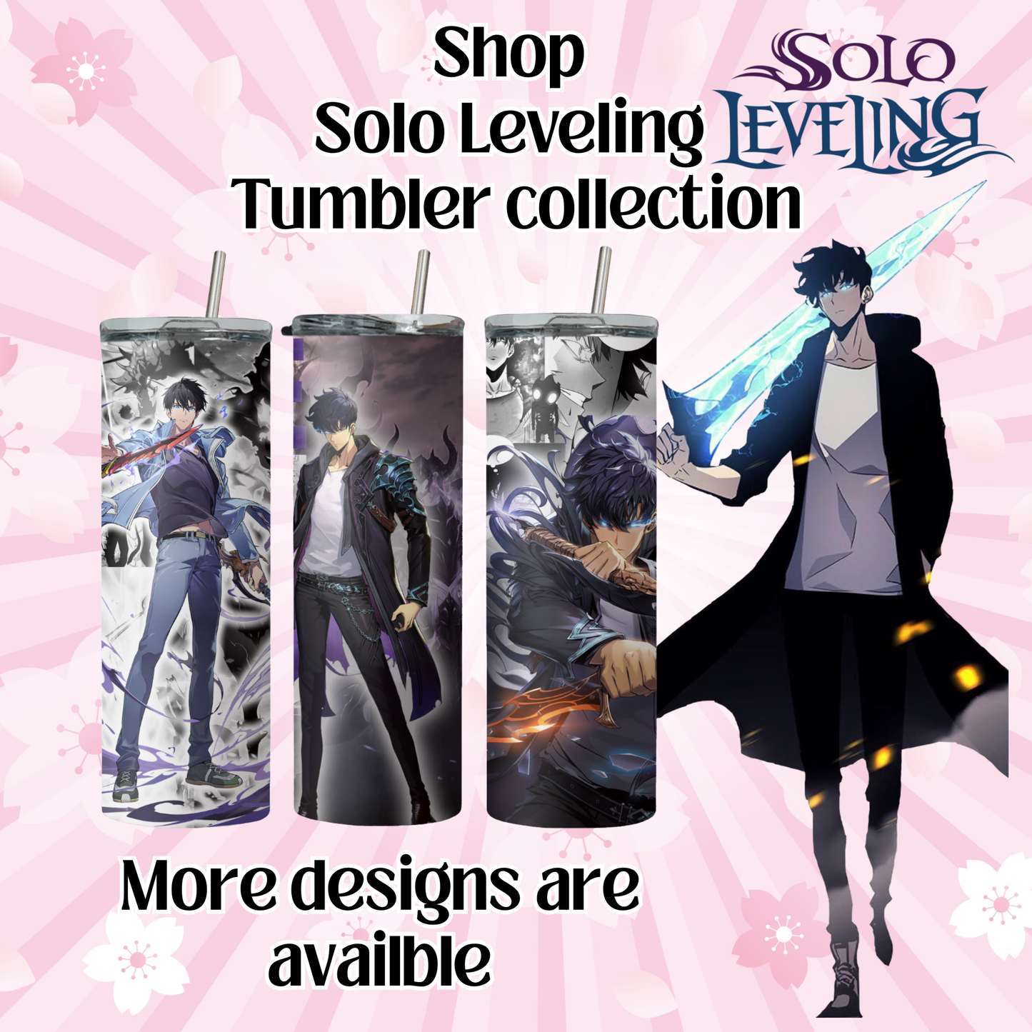 Solo Leveling Collection Anime 20oz Tumbler with Straw and Lid