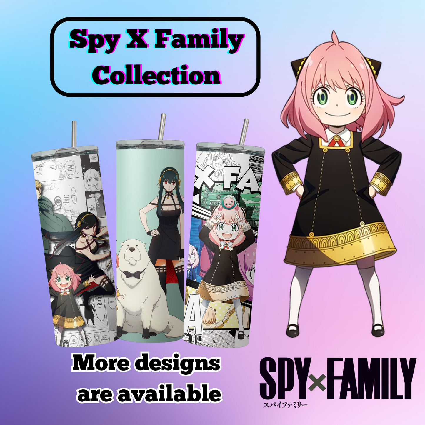 Spy X family Anya Kawaii Anime 20oz Tumbler with Straw and Lid