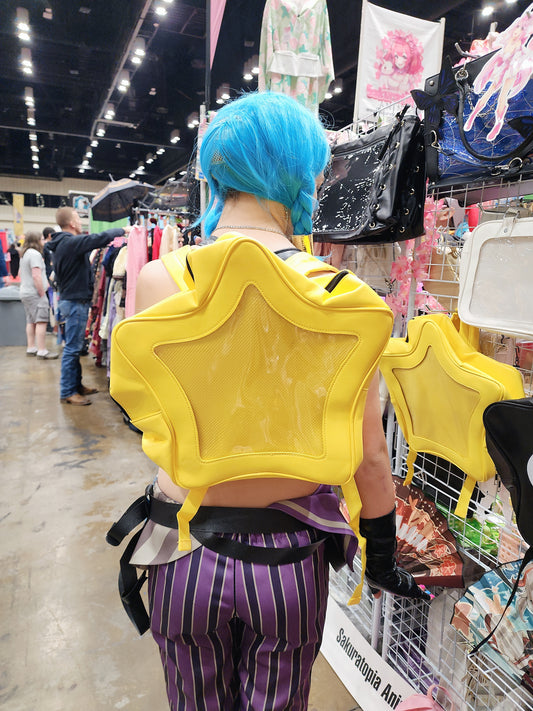 Large Yellow Star Ita Bag, backpack  ITA Bag, PIN bag, Girl Backpack, Leather Flap Bag, Schoolbag, Women backpack