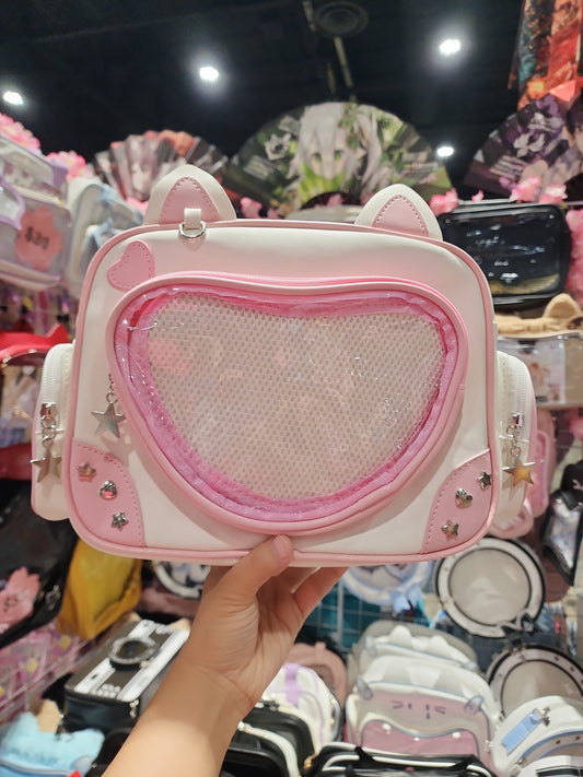 Kawaii Lolita Messenger Ita Bag Cat Backpack ITA Bag, PIN bag, Cross Shoulder, Girl Backpack, Leather Flap Bag, Schoolbag, Women Handbag