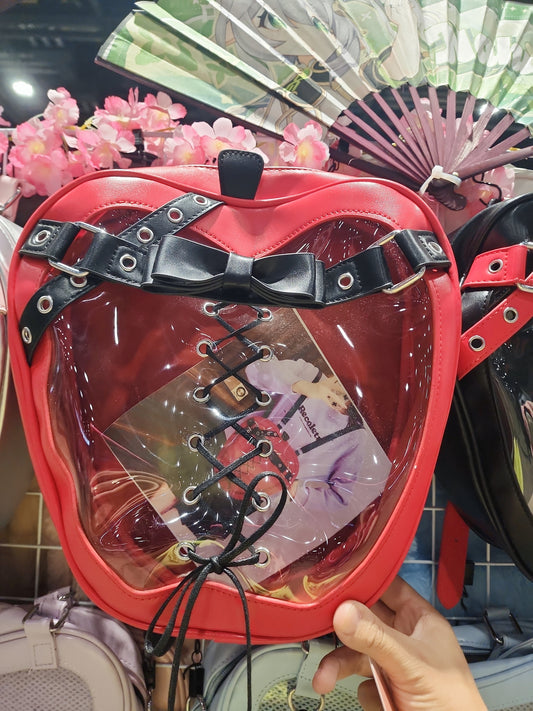 Kawaii ITA Backpack Cute Anime Apple Purse with clear window, Perfect for small plush Display, Halloween Event