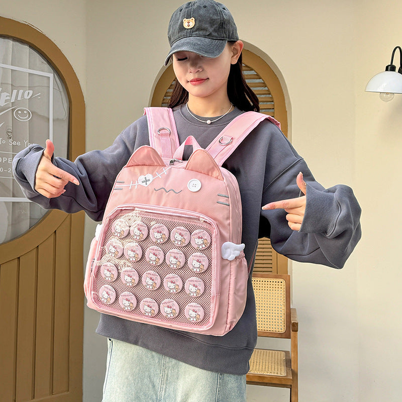 Large Cat Ear ITA Backpack Bag, PIN bag, Girl Backpack,  Schoolbag, Women backpack