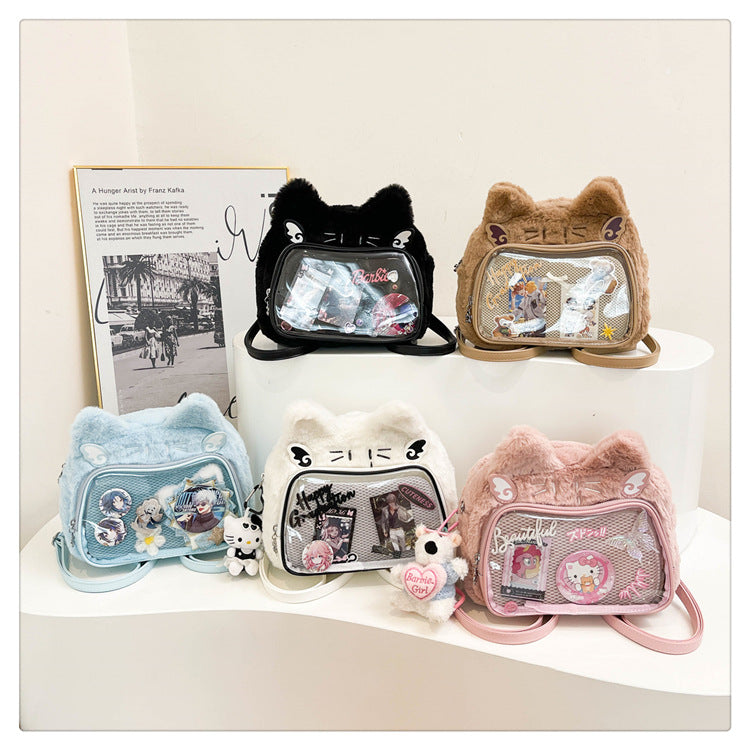 Plush Cat Ear ITA Bag, convertible Backpack & cross body Bag