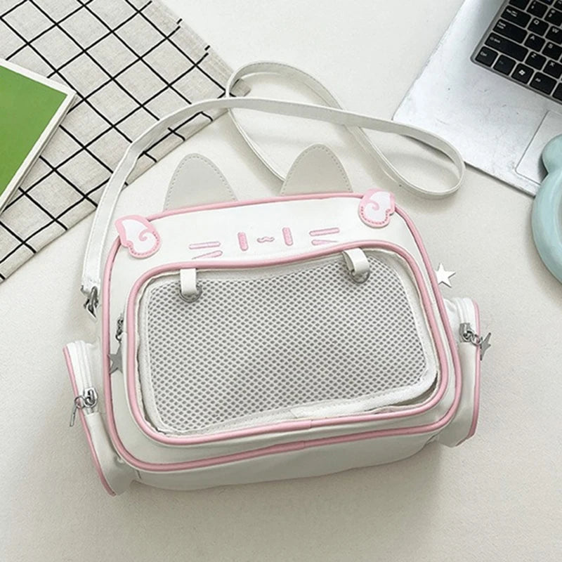 Catface ita bag & backpack, plush ita backpack, crossbody ita bag, kawaii ITA bag, enamel pin ita bag, anime convention ita bag