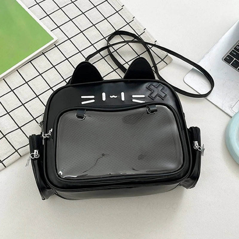 Catface ita bag & backpack, plush ita backpack, crossbody ita bag, kawaii ITA bag, enamel pin ita bag, anime convention ita bag