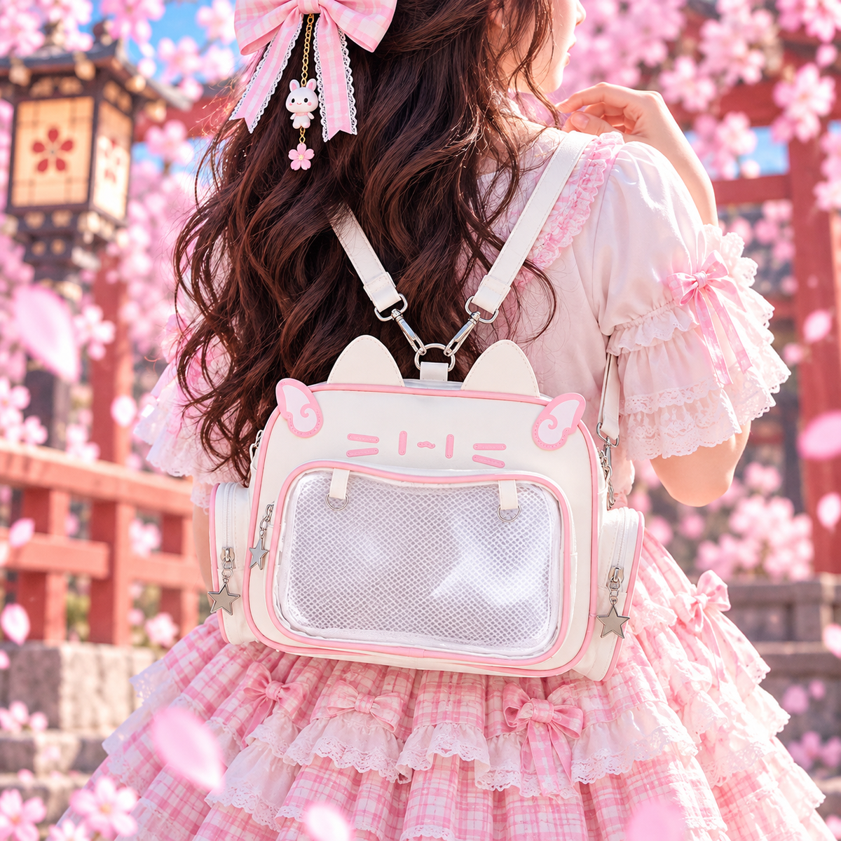 Catface ita bag & backpack, plush ita backpack, crossbody ita bag, kawaii ITA bag, enamel pin ita bag, anime convention ita bag