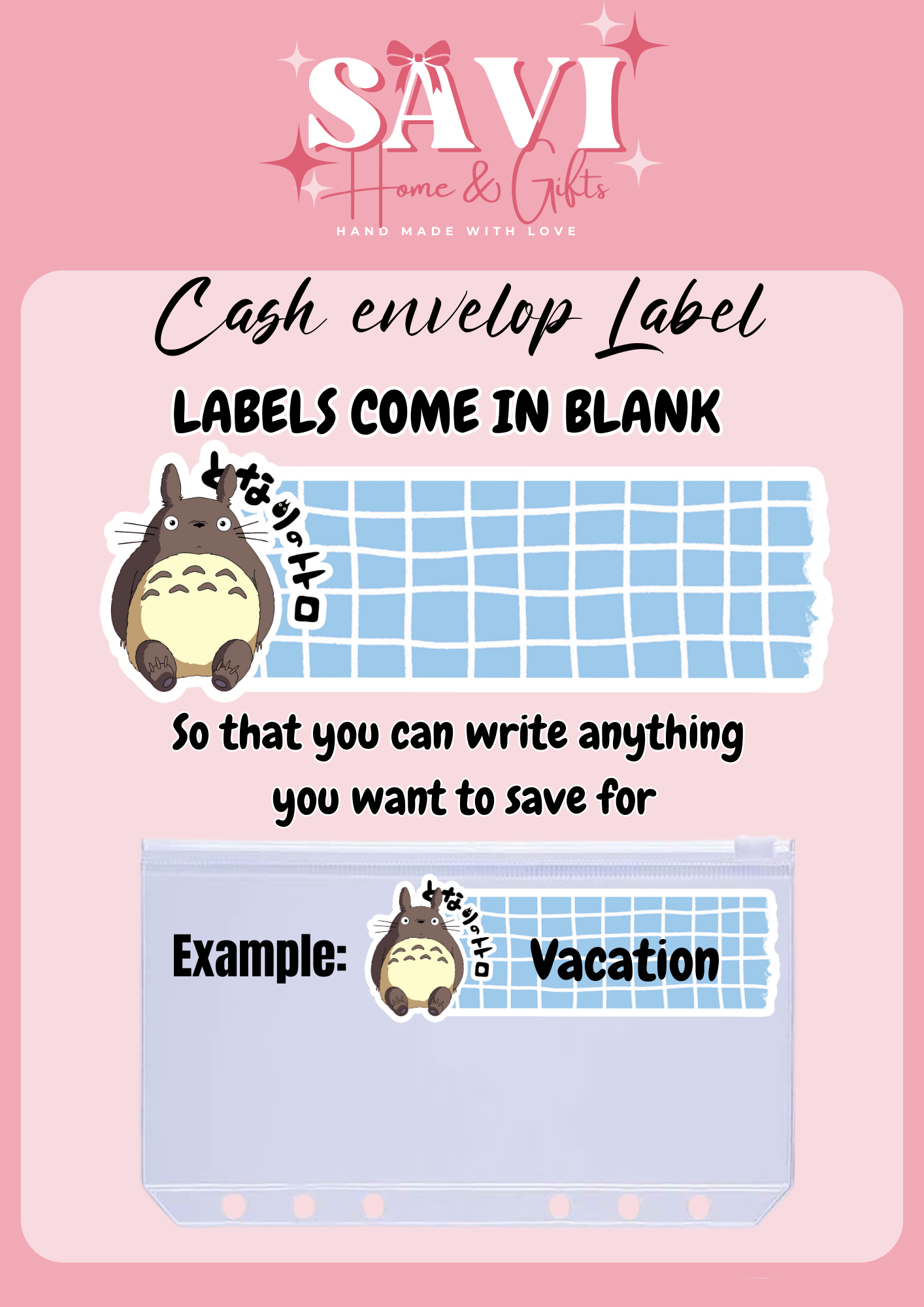 Studio Ghibli Personalized Budget Binder with cash envelopes/ label sticker