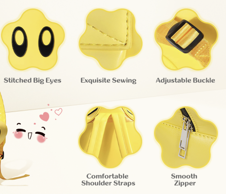 Yellow Star Big Eyes Girl Backpack Y2K