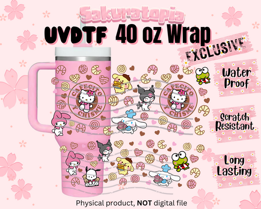 UVDTF 40oz Tumbler Sanrio Anime Wrap, Ready to Use Tumbler UVDTF transfers for tumbler | Ready to Apply UVDTF wraps for 40oz tumbler