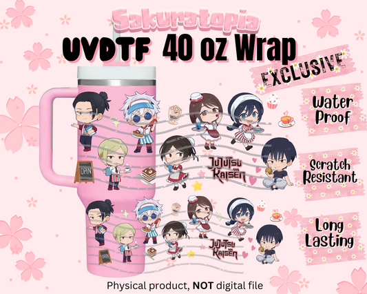 UVDTF 40oz Tumbler jujutsu kaisen Anime Wrap, Ready to Use Tumbler UVDTF transfers for tumbler | Ready to Apply UVDTF wraps for 40oz tumbler