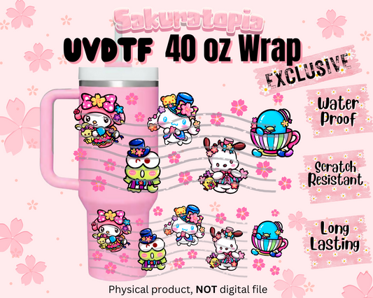 UVDTF 40oz Sanrio Tumbler Anime Wrap, Ready to Use Tumbler UVDTF transfers for tumbler | Ready to Apply UVDTF wraps for 40oz tumbler