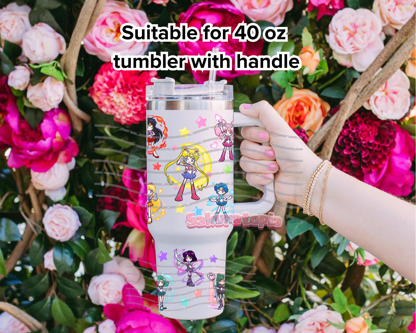 UVDTF 40oz Tumbler Sailor Moon Anime Wrap, Ready to Use Tumbler UVDTF transfers for tumbler | Ready to Apply UVDTF wraps for 40oz tumbler