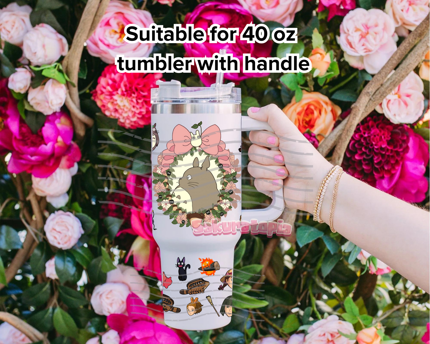 UVDTF 40oz Tumbler Ghibli Anime Wrap, Ready to Use Tumbler UVDTF transfers for tumbler | Ready to Apply UVDTF wraps for 40oz tumbler