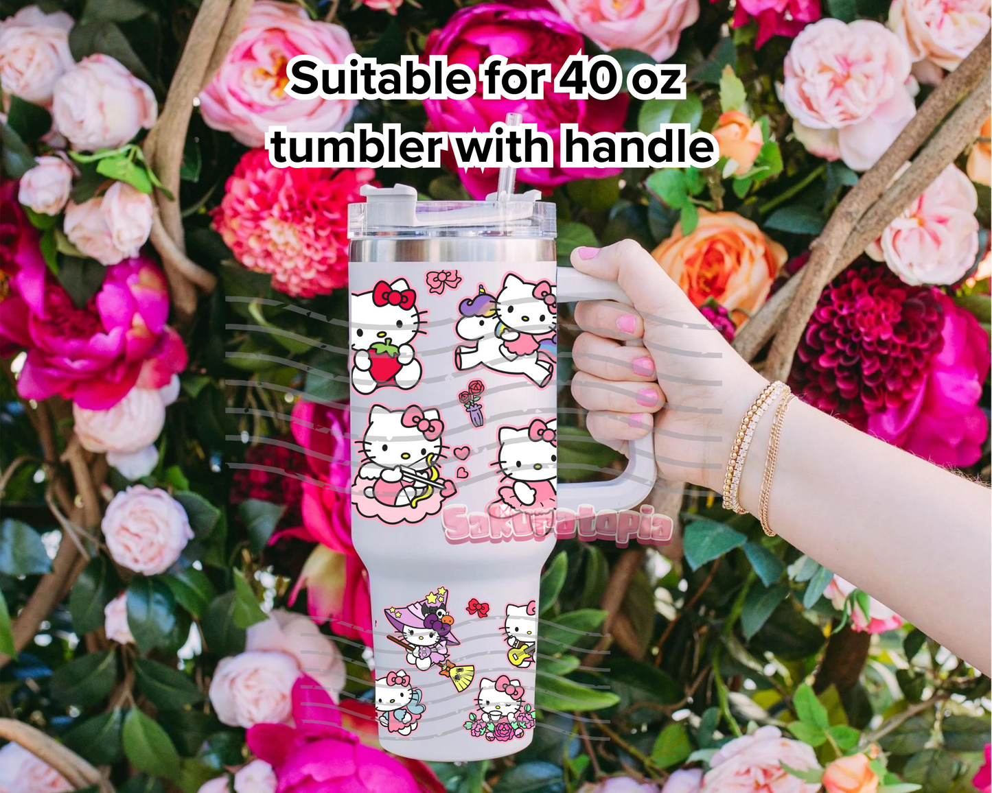 UVDTF 40oz Sanrio Tumbler Anime Wrap, Ready to Use Tumbler UVDTF transfers for tumbler | Ready to Apply UVDTF wraps for 40oz tumbler