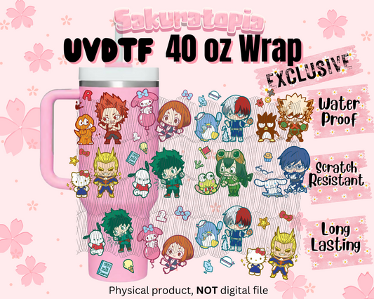 UVDTF 40oz Tumbler My Hero Academia Anime Wrap, Ready to Use Tumbler UVDTF transfers for tumbler | Ready to Apply UVDTF wraps for 40oz tumbler