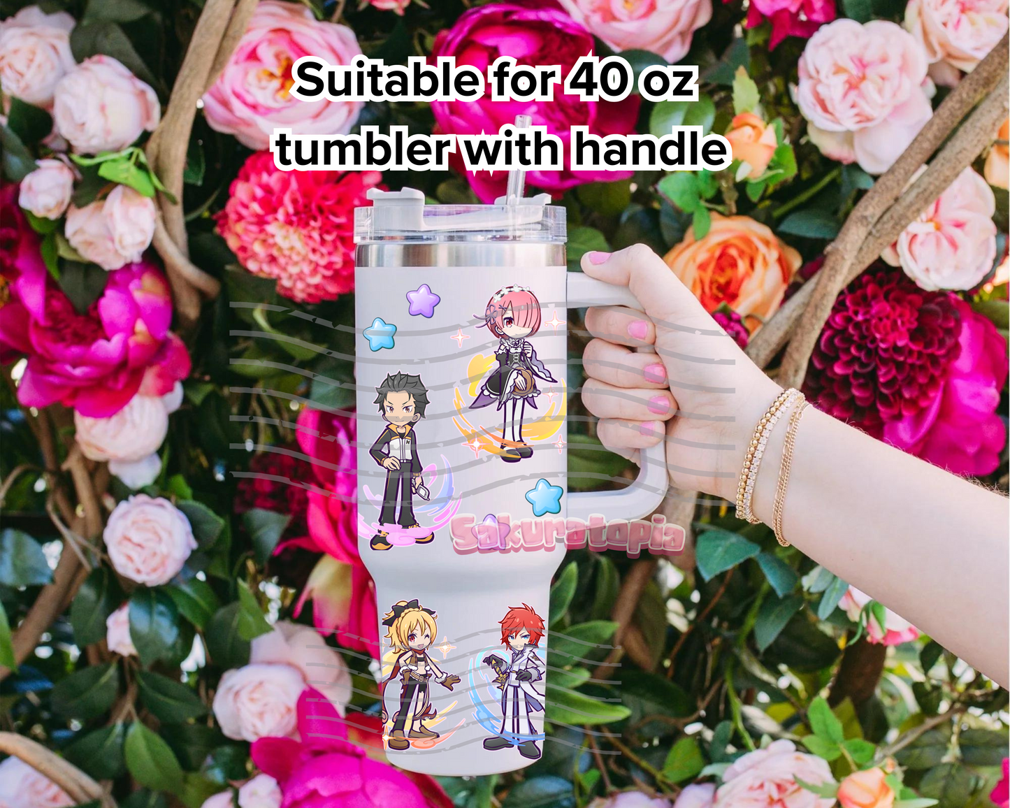 UVDTF 40oz Tumbler Rezero Anime Wrap, Ready to Use Tumbler UVDTF transfers for tumbler | Ready to Apply UVDTF wraps for 40oz tumbler