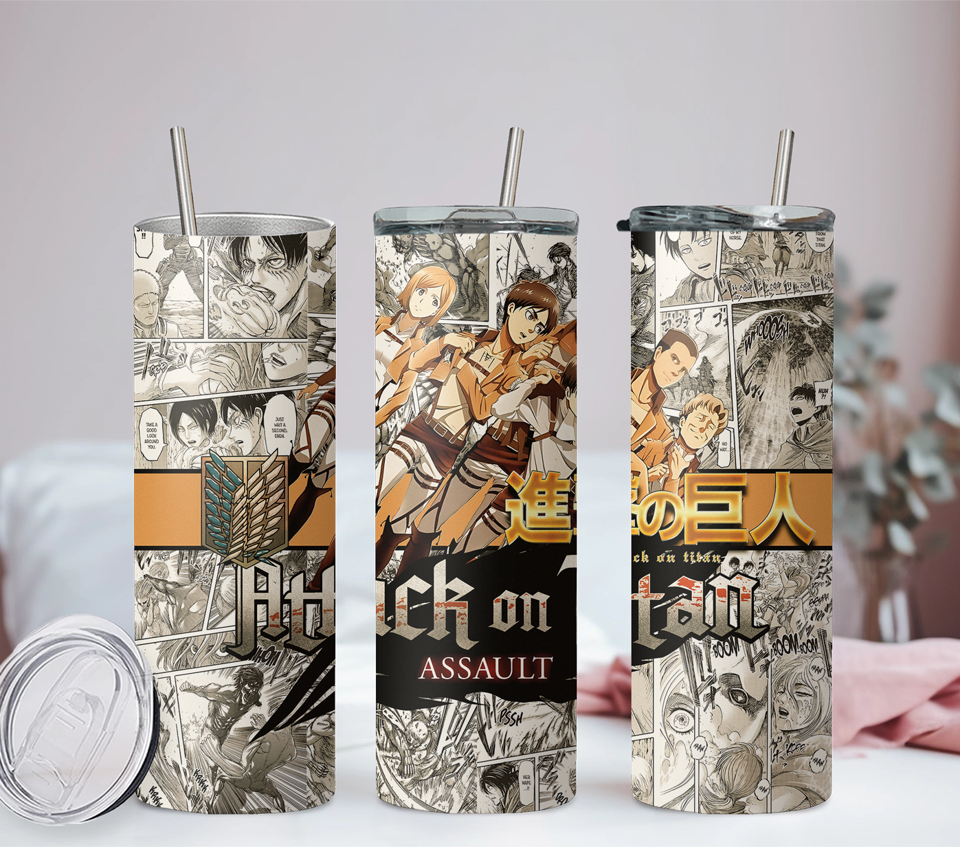 Attack on Titan Anime 20oz Tumbler with Straw and Lid