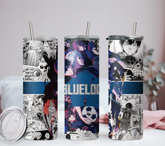 Blue Lock Anime 20oz Tumbler with Straw and Lid