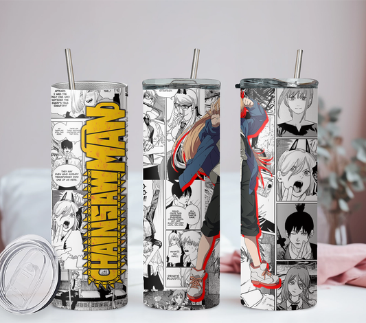 Chainchaw Man- Power Anime 20oz Tumbler with Straw and Lid