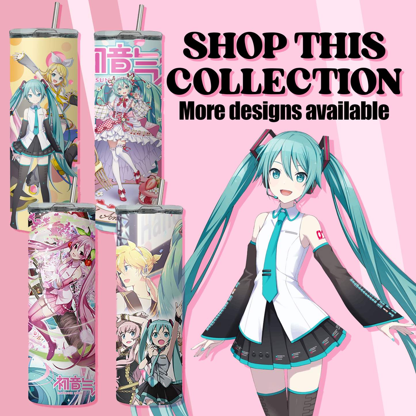 Miku Collection Anime 20oz Tumbler with Straw and Lid