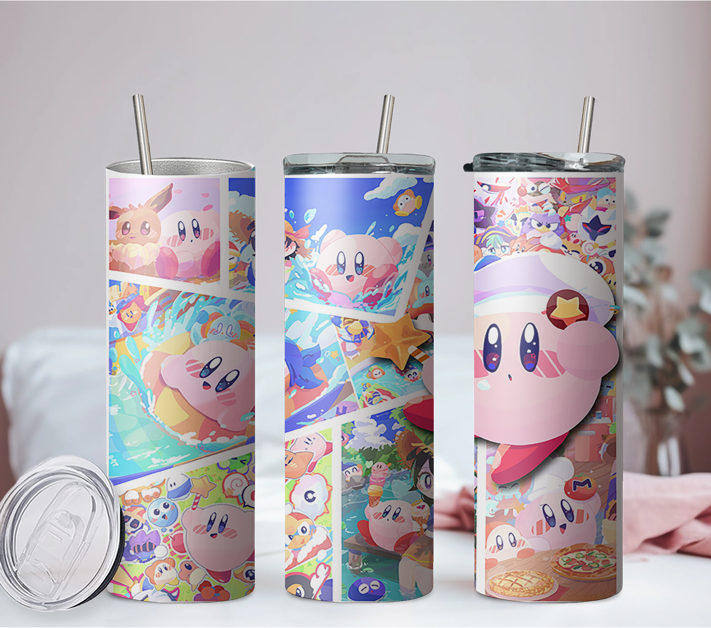 Kirby Anime 20oz Tumbler with Straw and Lid