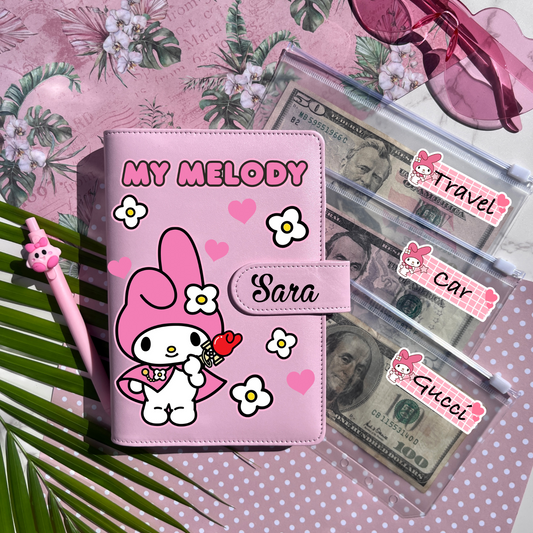 My Melody Personalized Budget Binder with cash envelopes/ label sticker