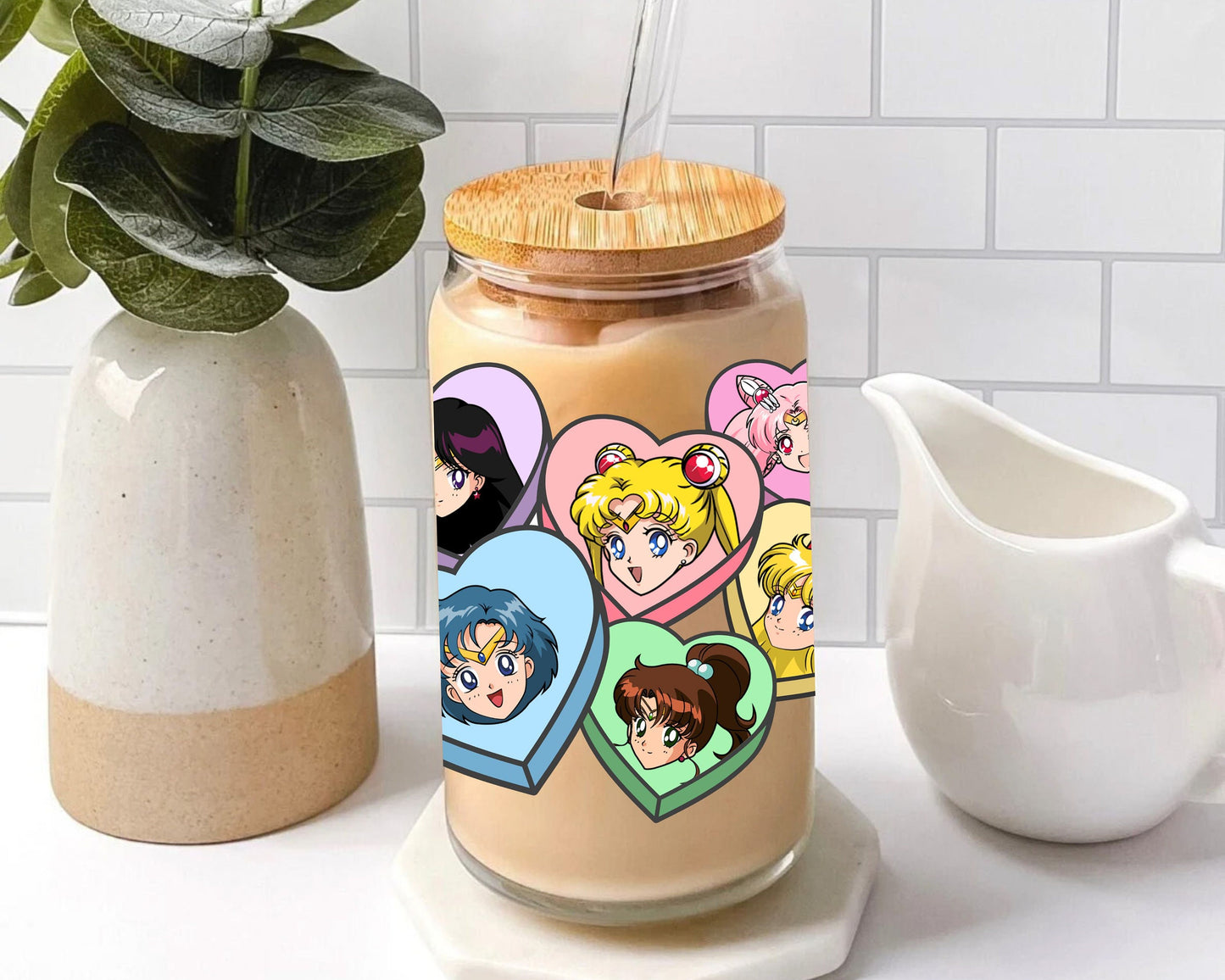 Sailor Moon Anime Cup Decal, Ready to Use Glass Cup Decal