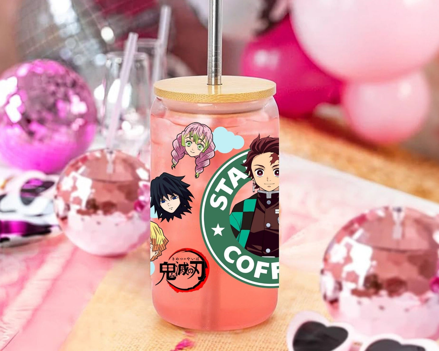 UVDTF Demon Anime Cup Wrap, Ready to Use Glass Cup UVDTF transfers for Glass Can | Ready to Apply UVDTF wraps for Libbey Glass
