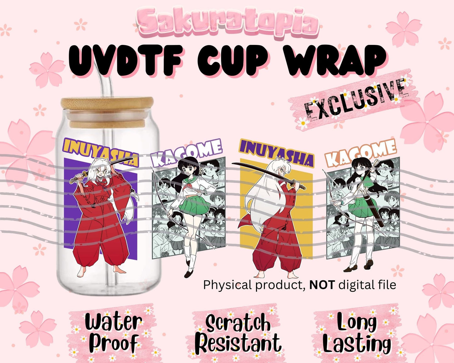 UVDTF Anime Cup Wrap, Ready to Use Glass Cup Wrap for Glass Can | Ready to Apply UVDTF, UVDTF Transfers