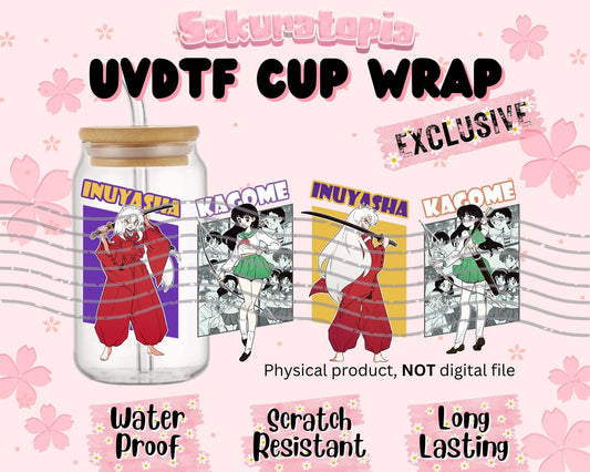 UVDTF Anime Cup Wrap, Ready to Use Glass Cup Wrap for Glass Can | Ready to Apply UVDTF, UVDTF Transfers