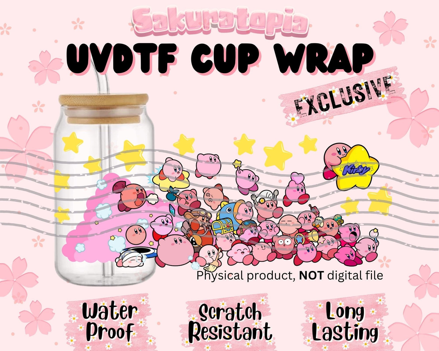 UVDTF Anime Cup Wrap, Ready to Use Glass Cup Wrap for Glass Can | Ready to Apply UVDTF, UVDTF Transfers