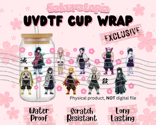 UVDTF Anime Cup Wrap, Ready to Use Glass Cup UVDTF transfers for Glass Can | Ready to Apply UVDTF wraps for Libbey Glass