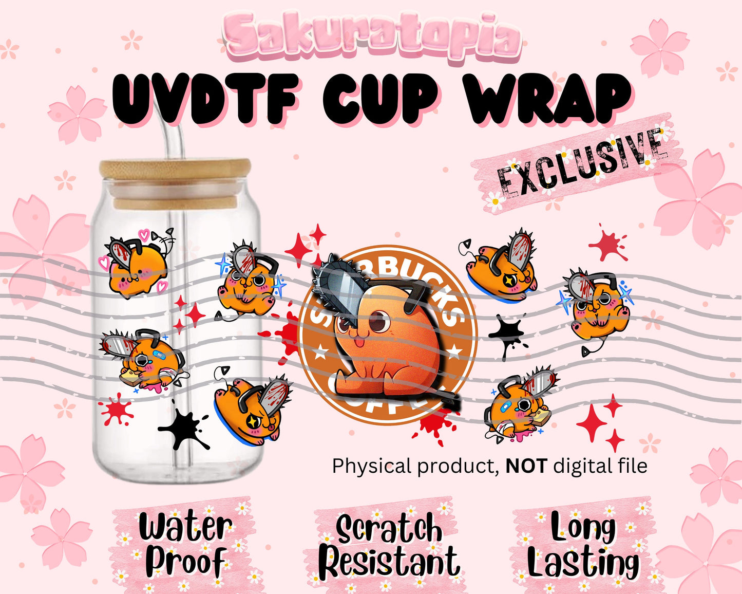 UVDTF Anime Cup Wrap, Ready to Use Glass Cup UVDTF transfers for Glass Can | Ready to Apply UVDTF wraps for Libbey Glass