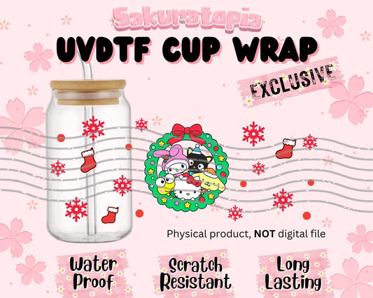 UVDTF Sanrio Anime Cup Wrap, Ready to Use Glass Cup UVDTF transfers for Glass Can | Ready to Apply UVDTF wraps for Libbey Glass