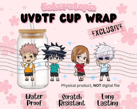 UVDTF Anime Cup Wrap, Ready to Use Glass Cup UVDTF transfers for Glass Can | Ready to Apply UVDTF wraps for Libbey Glass