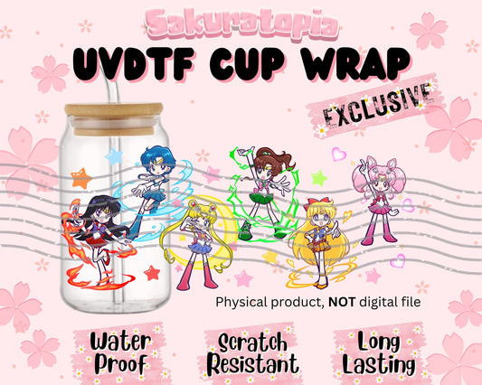 UVDTF Anime Cup Wrap, Ready to Use Glass Cup UVDTF transfers for Glass Can | Ready to Apply UVDTF wraps for Libbey Glass