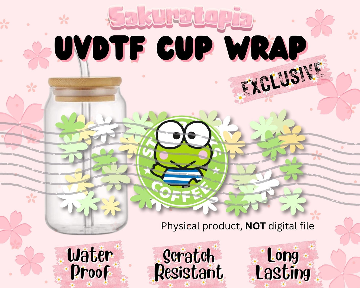 UVDTF Sanrio Anime Cup Wrap, Ready to Use Glass Cup Wrap for Glass Can | Ready to Apply UVDTF, UVDTF Transfers