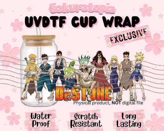 UVDTF Anime Cup Wrap, Ready to Use Glass Cup Wrap for Glass Can | Ready to Apply UVDTF, UVDTF Transfers