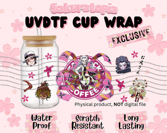 UVDTF Anime Cup Wrap, Ready to Use Glass Cup Wrap for Glass Can | Ready to Apply UVDTF, UVDTF Transfers