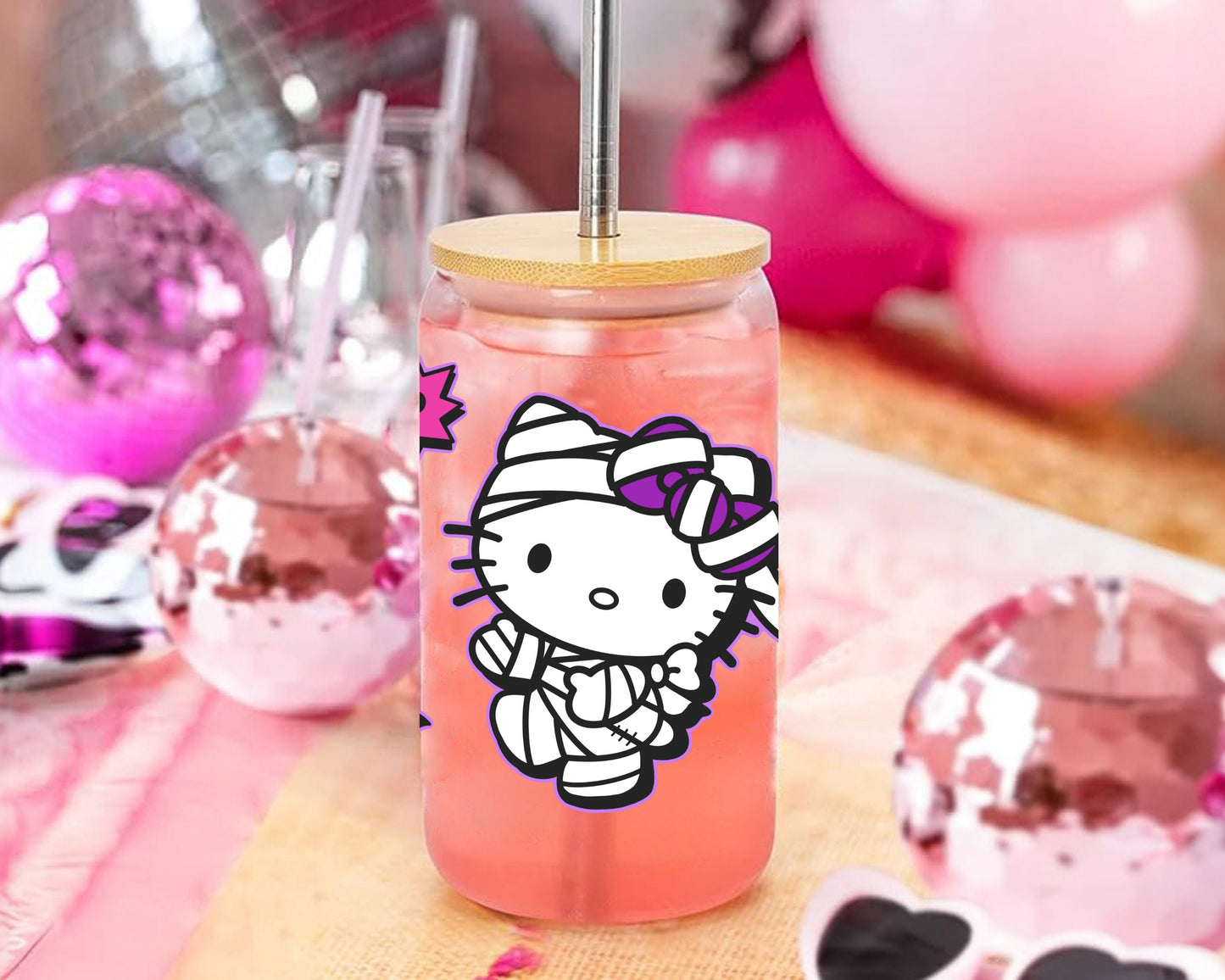 UVDTF Sanrio Anime Cup Wrap, Ready to Use Glass Cup UVDTF transfers for Glass Can | Ready to Apply UVDTF wraps for Libbey Glass