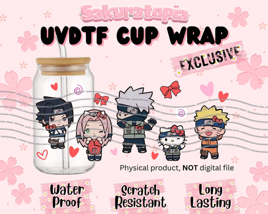 UVDTF Anime Cup Wrap, Ready to Use Glass Cup UVDTF transfers for Glass Can | Ready to Apply UVDTF wraps for Libbey Glass